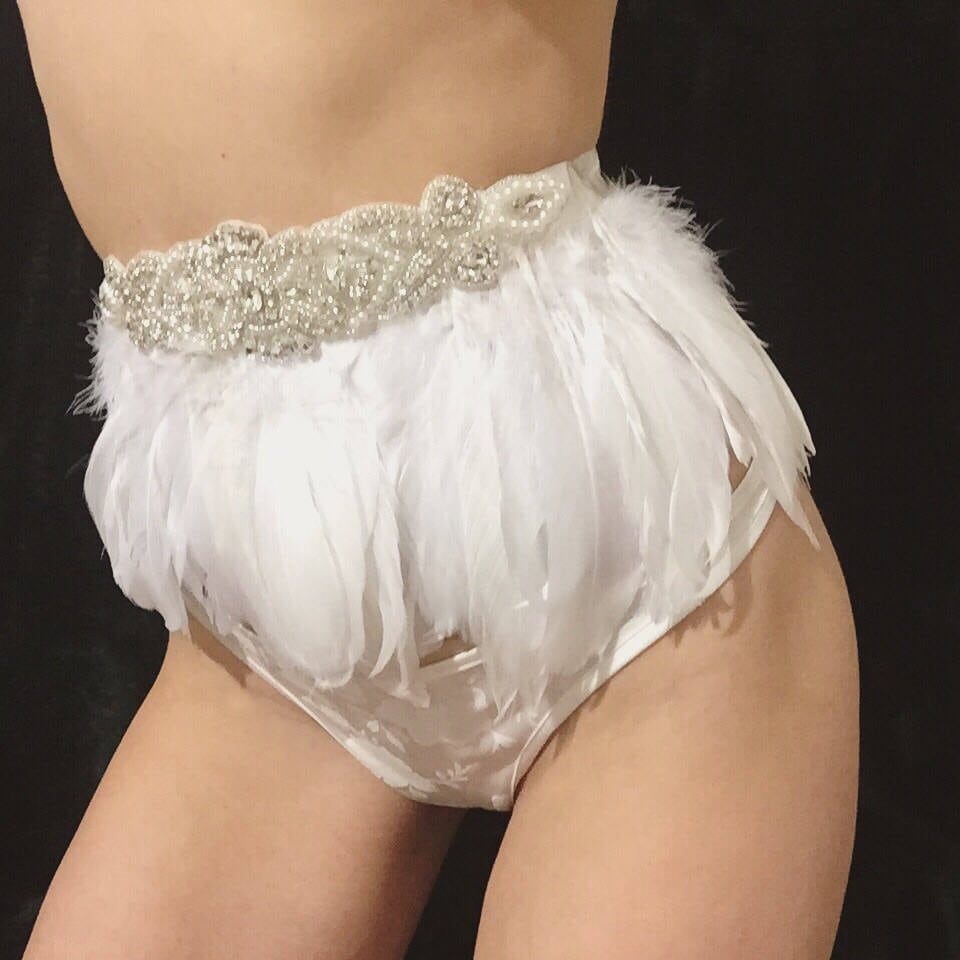Rhinestone Feather Festival Waist Belt