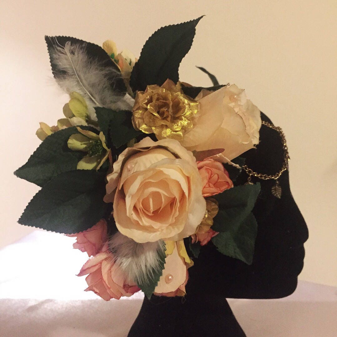 Rose Gold Goddess Headpiece • Floral Festival Bridal l Headpiece
