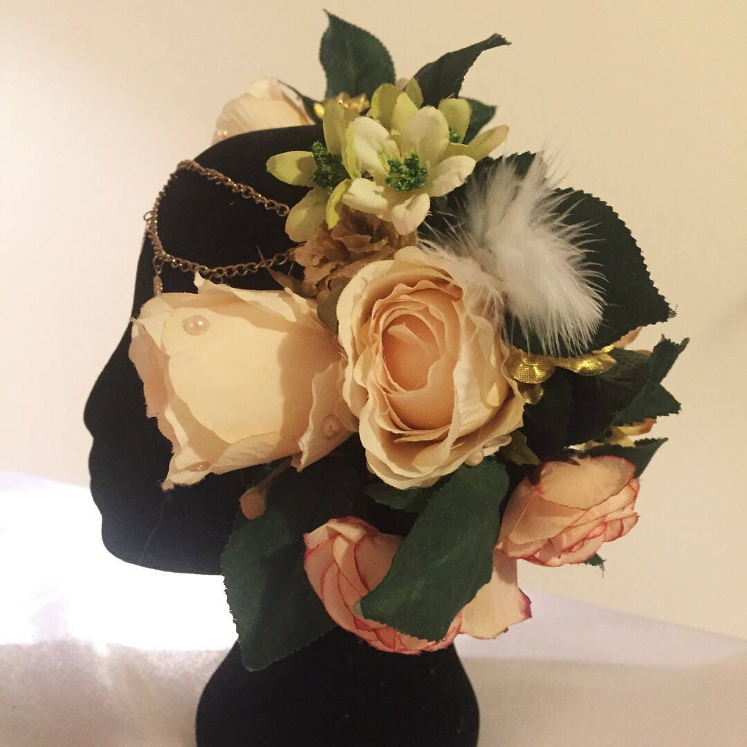 Rose Gold Goddess Headpiece • Floral Festival Bridal l Headpiece