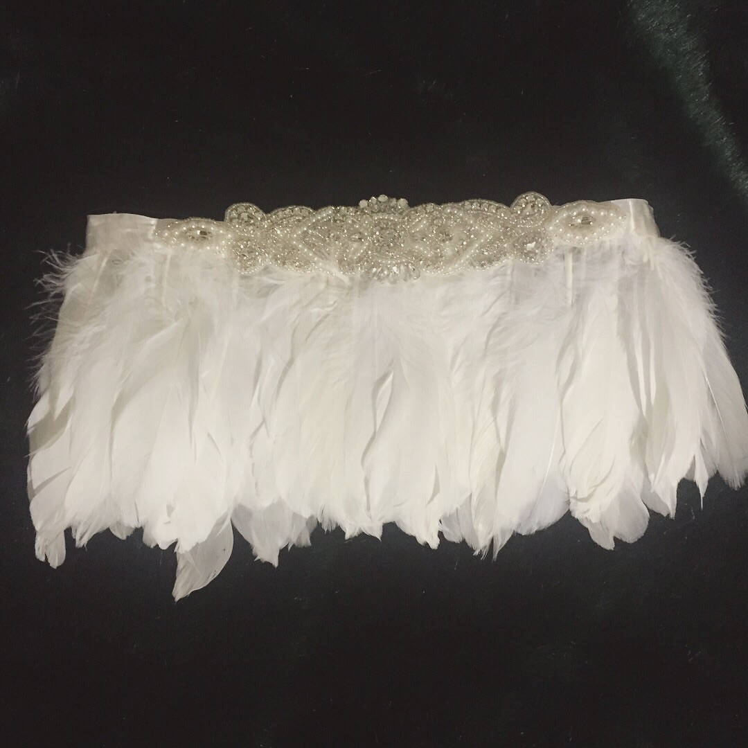Rhinestone Feather Festival Waist Belt