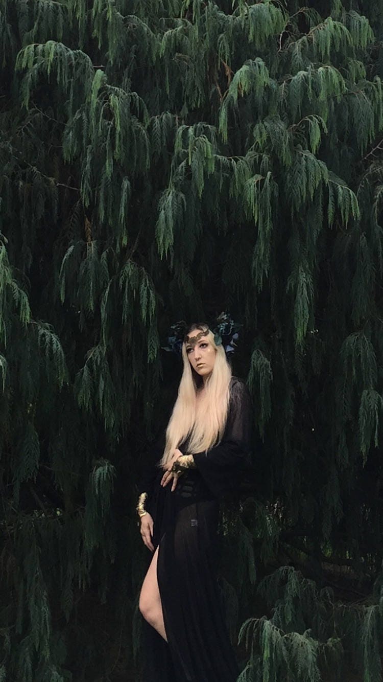 Midnight Floral Goddess Headpiece • Festival Crown