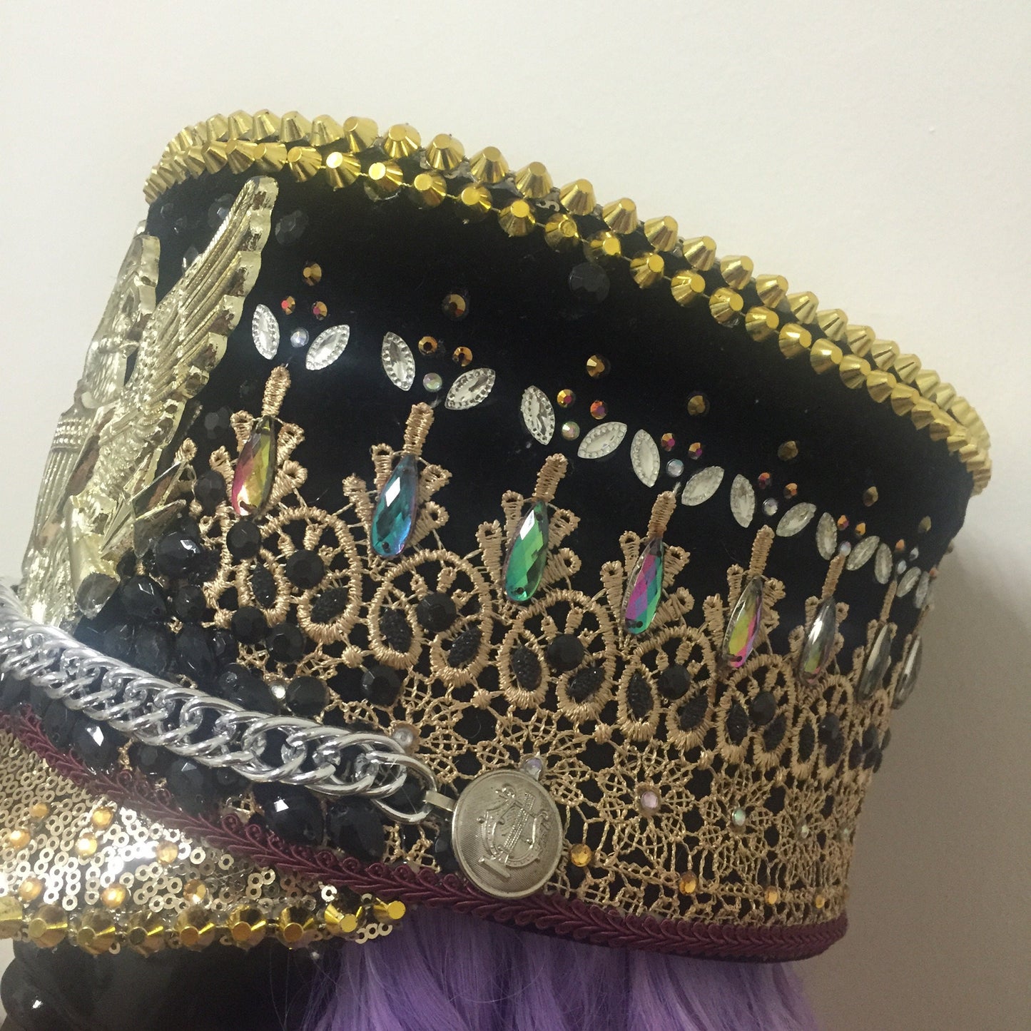 Velvet Rhinestone Marching Band Festival Hat