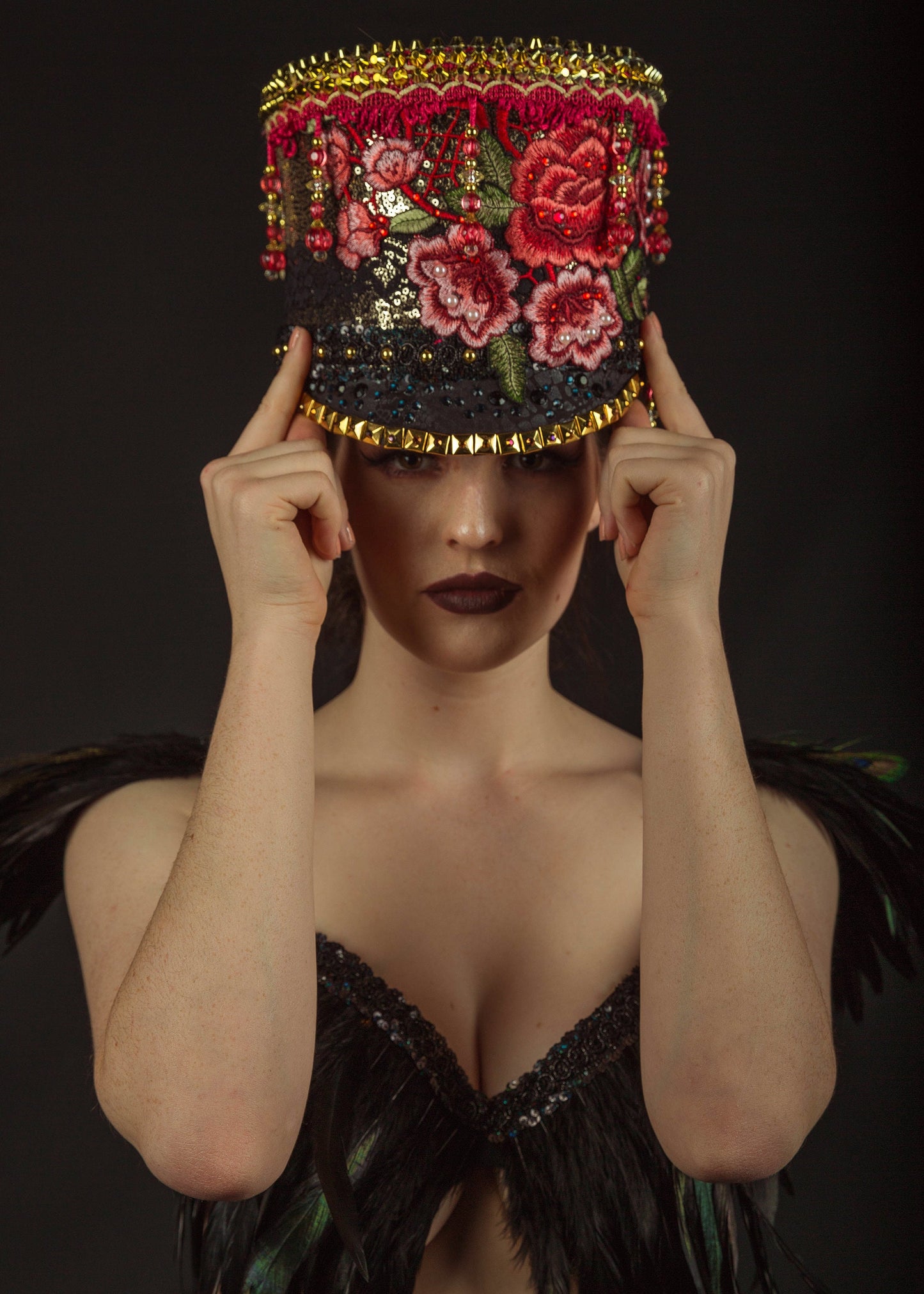 Studded Rose Marching Band Festival Hat