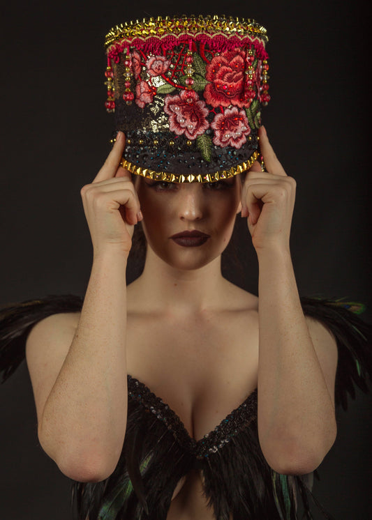 Studded Rose Marching Band Festival Hat