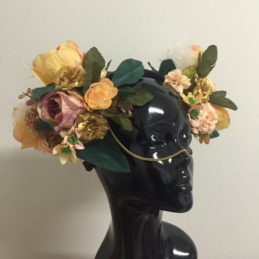 Rose Gold Goddess Headpiece • Floral Festival Bridal l Headpiece