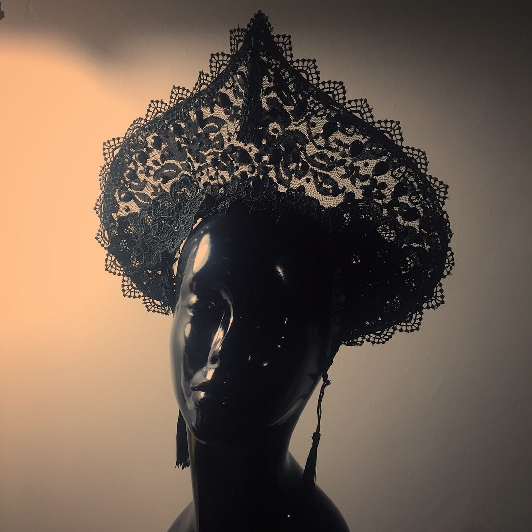 The Priestess Crown • Lace and rhinestone headpiece •