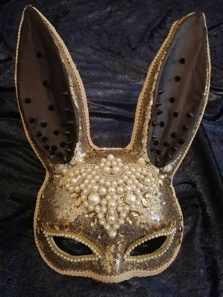 Golden Dust Bunny Mask • Festival Masquerade Headpiece