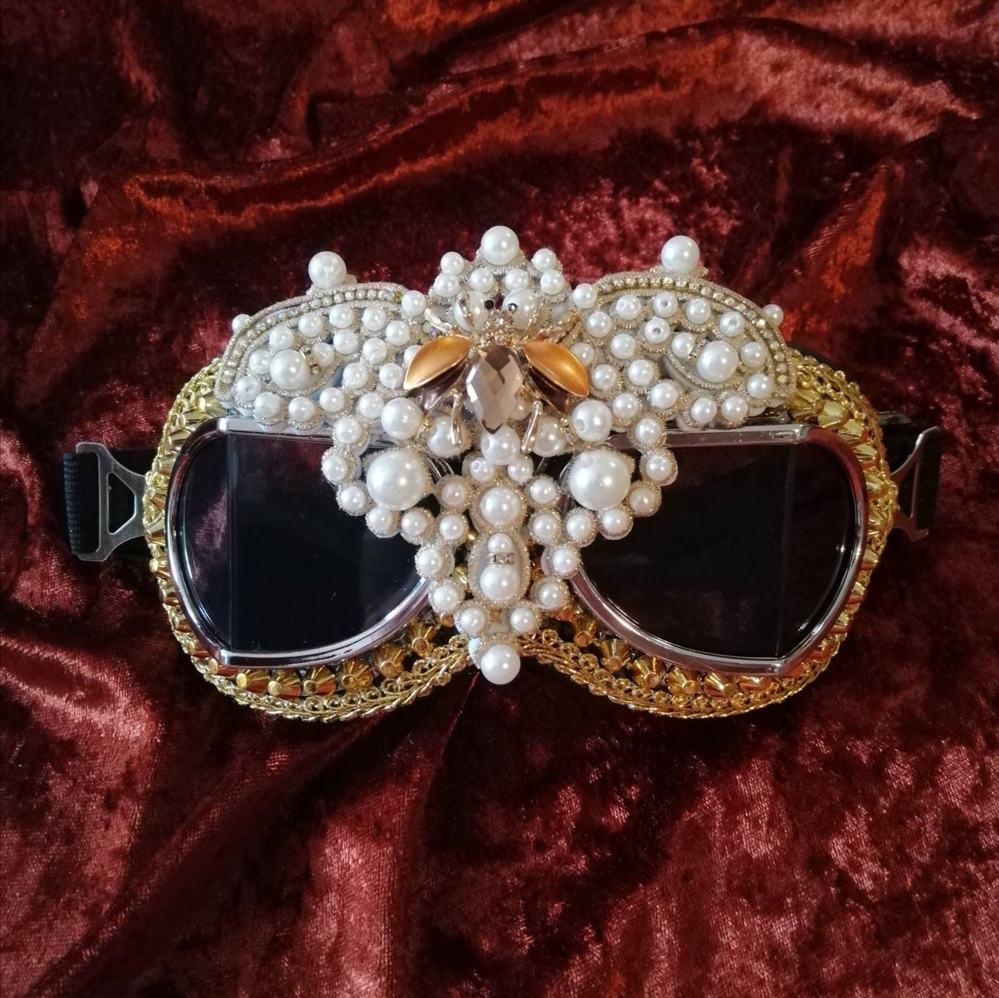 Golden Bug Pearl Dust Goggles • Motorcycle Festival Goggles