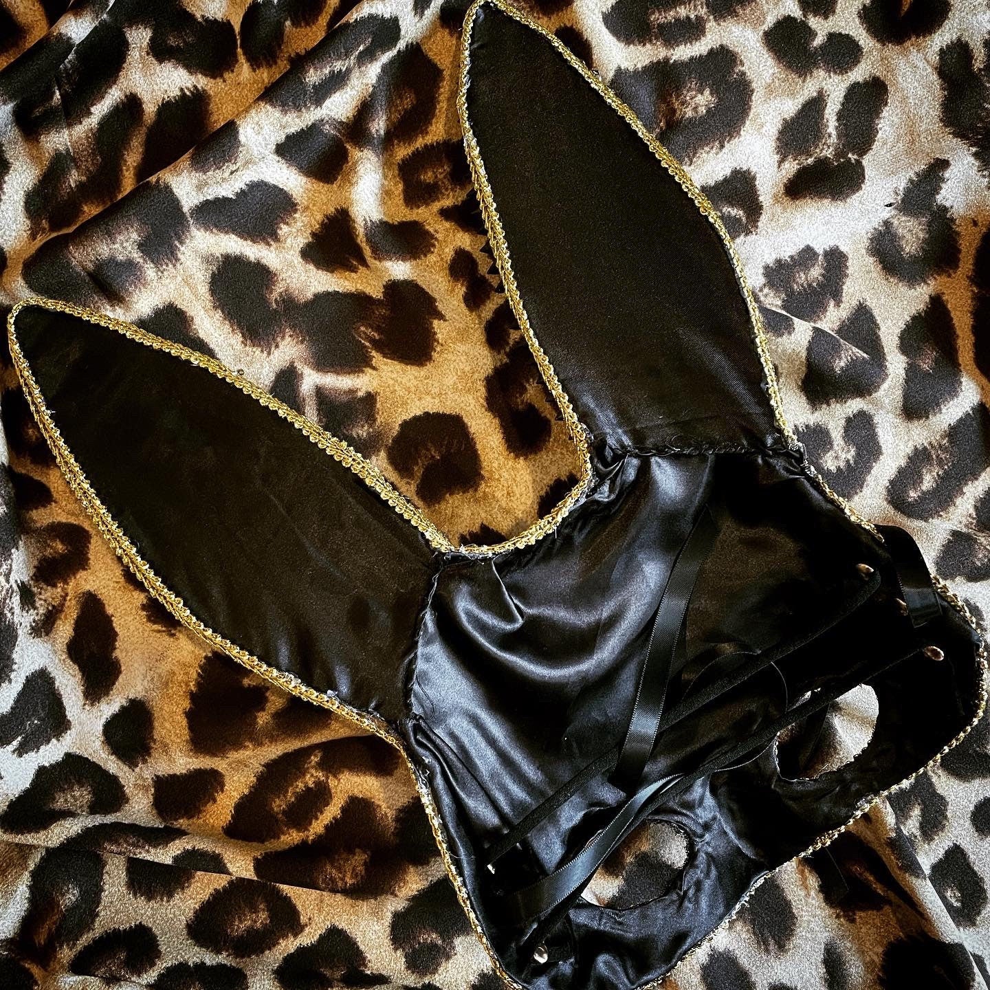 Golden Dust Bunny Mask • Festival Masquerade Headpiece